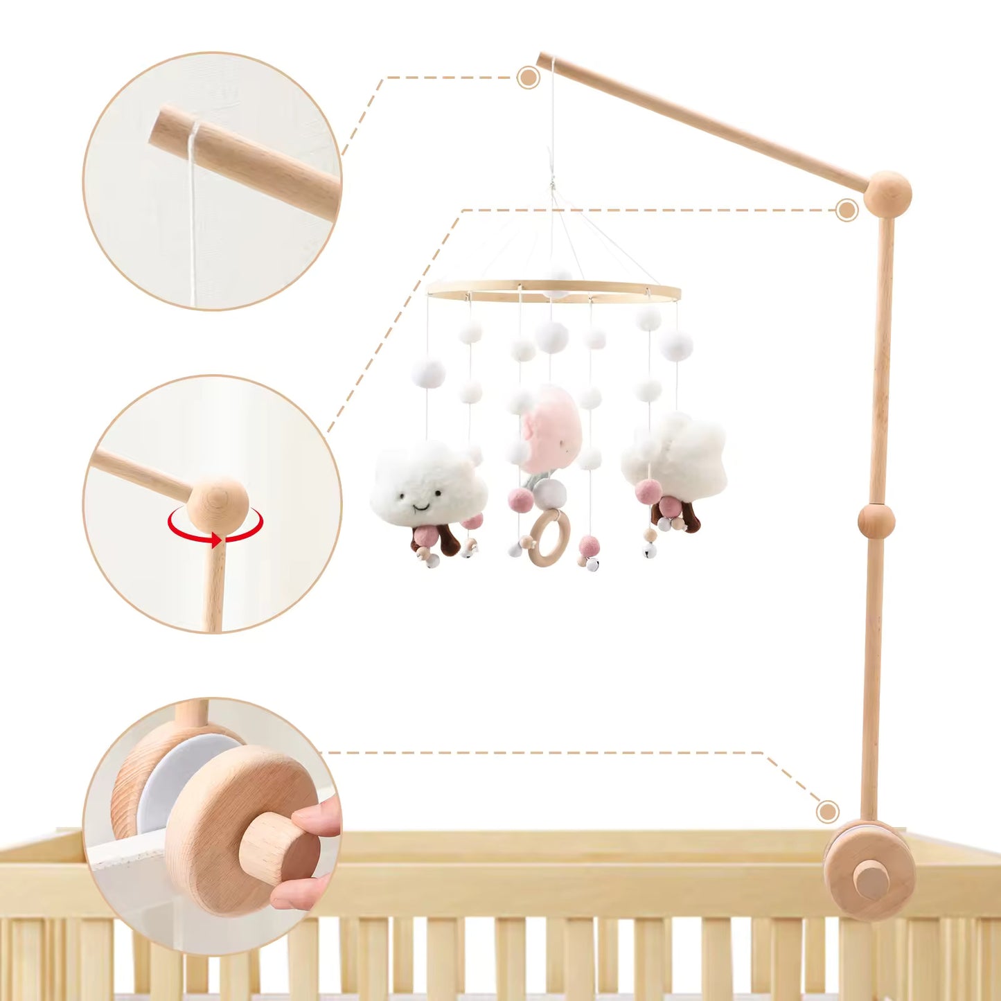 Support bras mobile de lit bébé  « Porte rêve »