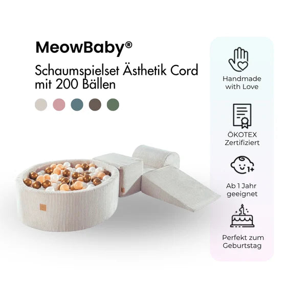 Ensemble de jeu avec piscine à balles MeowBaby® « Perles d'or »