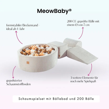 Ensemble de jeu avec piscine à balles MeowBaby® « Perles d'or »
