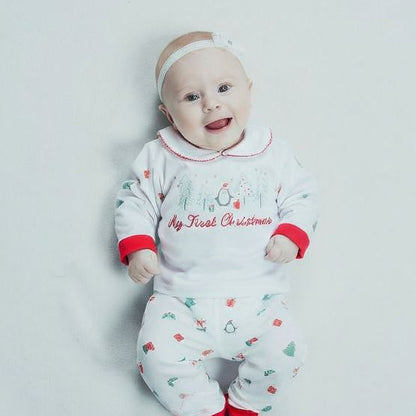 Pyjama Noël 2 pièces en velours « Mon premier noël »