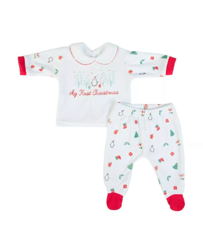 Pyjama Noël 2 pièces en velours « Mon premier noël »