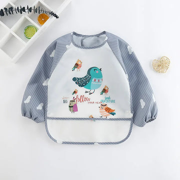 Bavoir à manches « Petit Esprit Sauvage » - Oiseaux / Longues