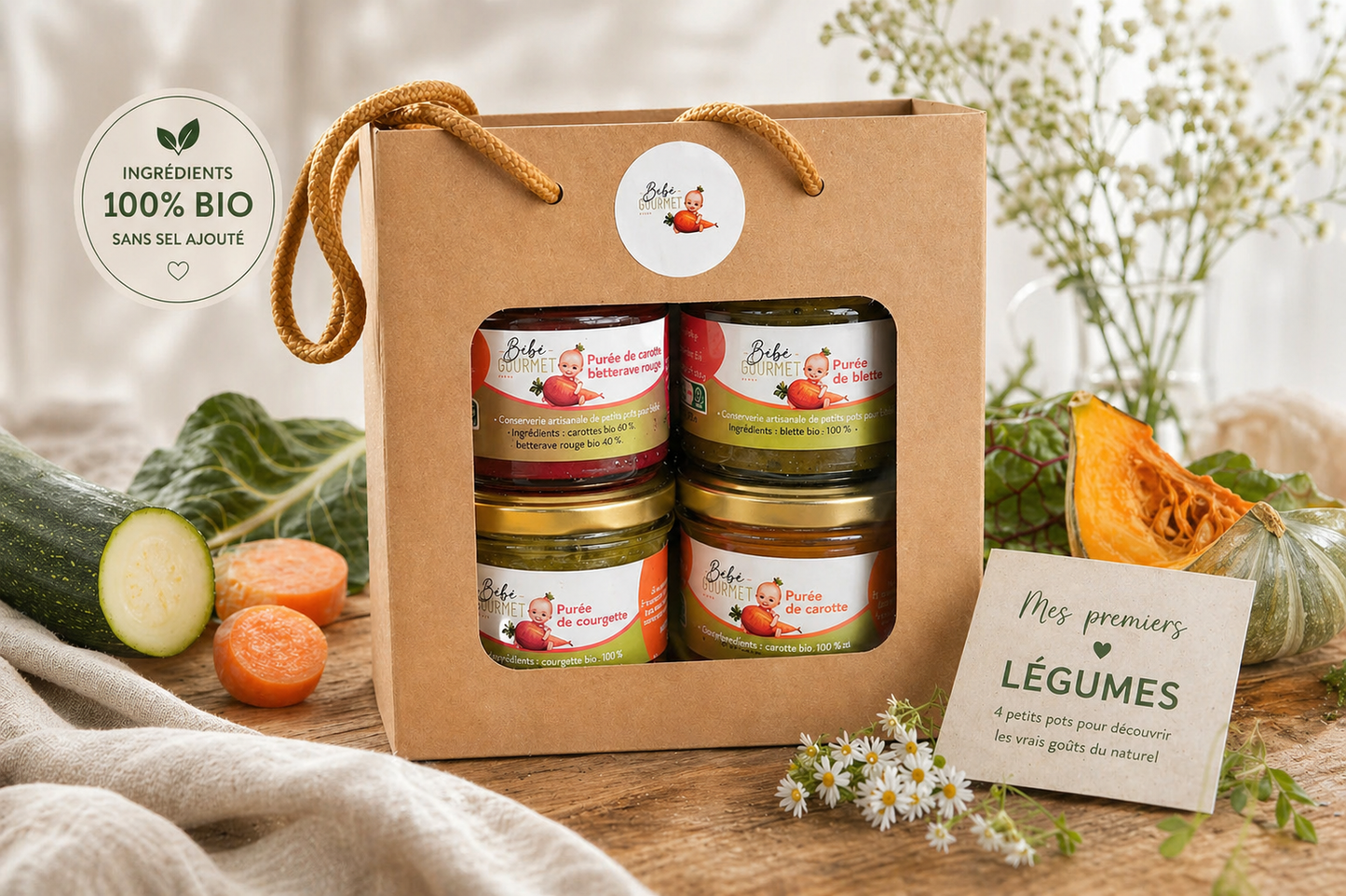 Coffret cadeau « Mes premiers légumes » - 4 petits pots artisanaux