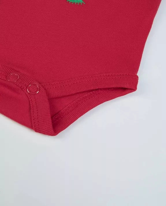Body manches longues Noël 100% coton « Renne Rouge »