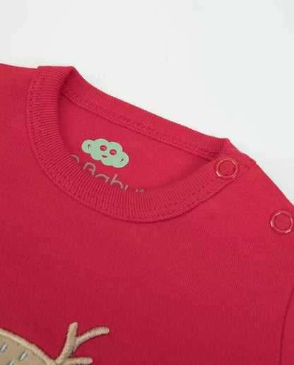Body manches longues Noël 100% coton « Renne Rouge »