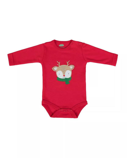 Body manches longues Noël 100% coton « Renne Rouge »