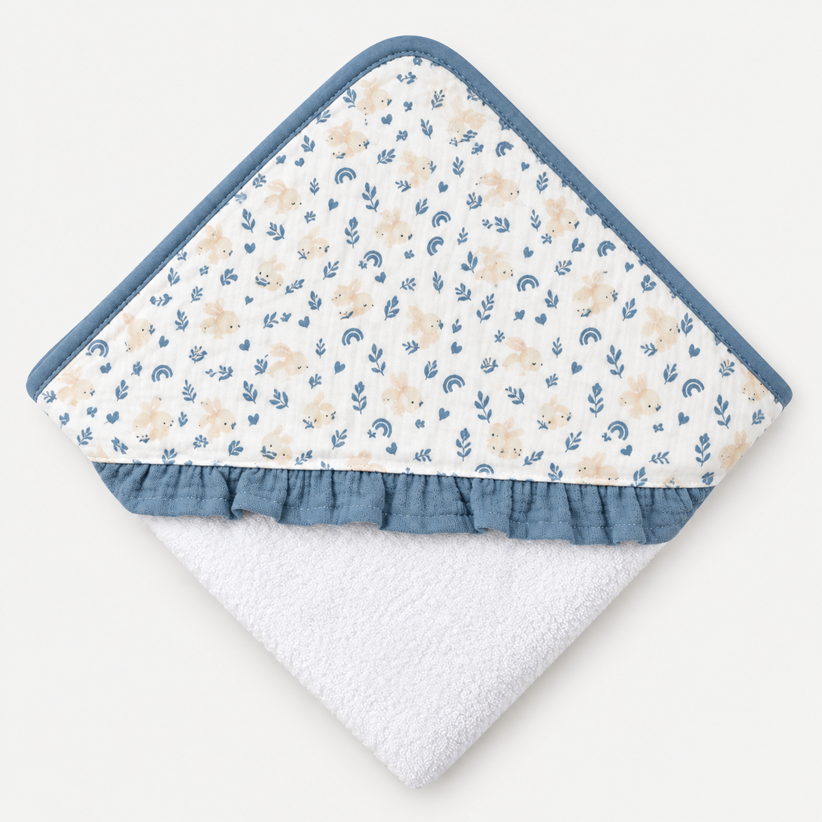 Cape de bain bébé « Froufrou » – Coton et mousseline fleurie à volants