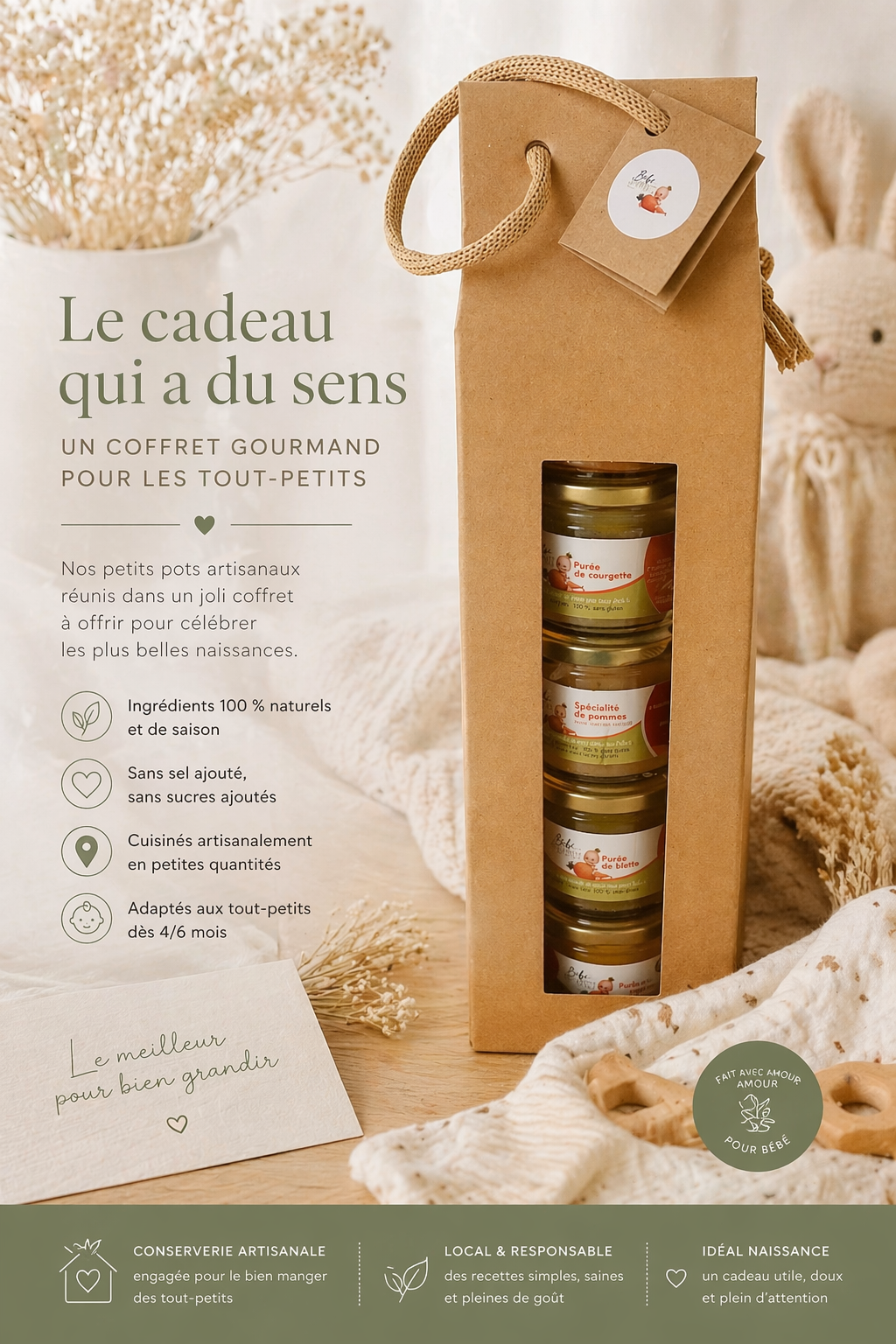 Coffret cadeau « mes premières saveurs » - 5 petits pots artisanaux