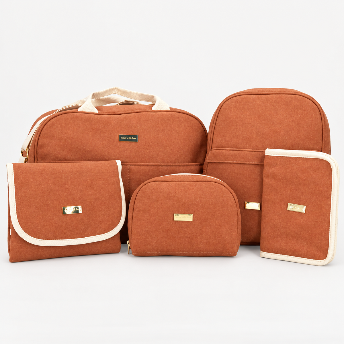 Sac de maternité en coton terracotta « Sienna »